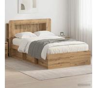 Estructura de cama con espacio de almacenamiento, estilo "Artisan Oak", 120 x 190 cm