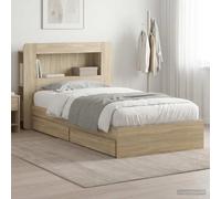 vidaXL Estructura de Cama con Almacenamiento Roble Sonoma 100 x 200 cm, Cama Rectangular Moderna, solución de Almacenamiento con Estilo, Mueble Minimalista, diseño Que Ahorra Espacio