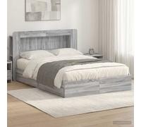 vidaXL Estructura de Cama con Almacenamiento Sonoma Gris 140 x 200 cm, Cama Rectangular Moderna, solución de Almacenamiento con Estilo, Mueble Minimalista, diseño Que Ahorra Espacio