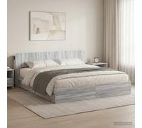 Estructura de cama con espacio de almacenamiento, color gris Sonoma, 180 x 200 cm, fabricada en material de madera