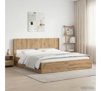 vidaXL Estructura de cama con almacenamiento y cabecero Artisan Oak