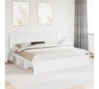 vidaXL Estructura de cama con almacenamiento y cabecero Blanco