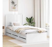 vidaXL Estructura de cama con almacenamiento y cabecero Blanco