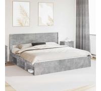 Estructura de cama vidaXL con espacio de almacenamiento y cabecero, color gris cemento, 180 x 200 cm