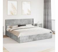 Estructura de cama vidaXL con espacio de almacenamiento y cabecero, color gris cemento, 180 x 200 cm