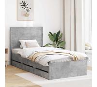 vidaXL Estructura de cama con almacenamiento y cabecero Gris Hormigón