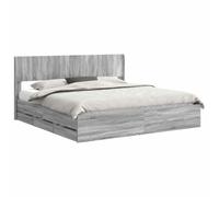 vidaXL Estructura de Cama con Almacenamiento y cabecero Gris Sonoma, Esenciales para el Dormitorio, Marco de Cama Moderno, diseño Rectangular, Almacenamiento Compacto para Muebles