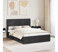 vidaXL Estructura de cama con almacenamiento y cabecero negro, diseño rectangular y marco moderno