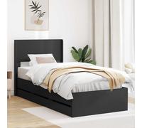 vidaXL Estructura de Cama con Almacenamiento y cabecero Negro