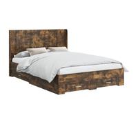 vidaXL Estructura de Cama con Almacenamiento y cabecero Roble Ahumado