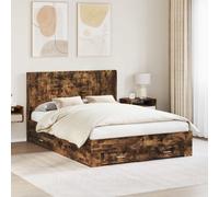 vidaXL Estructura de Cama con Almacenamiento y cabecero Roble Ahumado