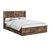 vidaXL Estructura de Cama con Almacenamiento y cabecero Roble Ahumado
