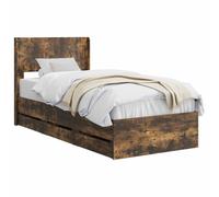 vidaXL Estructura de Cama con Almacenamiento y cabecero Roble Ahumado