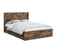 vidaXL Estructura de Cama con Almacenamiento y cabecero Roble Ahumado