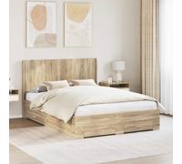 vidaXL Estructura de cama con almacenamiento y cabecero Roble Sonoma