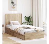 vidaXL Estructura de cama con almacenamiento y cabecero Roble Sonoma