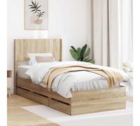 vidaXL Estructura de cama con almacenamiento y cabecero Roble Sonoma