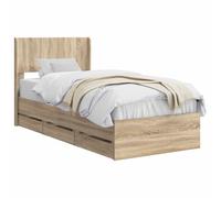 vidaXL Estructura de Cama con Almacenamiento y cabecero Roble Sonoma, Esenciales para el Dormitorio, Marco de Cama Moderno, diseño Rectangular, Almacenamiento Compacto para Muebles