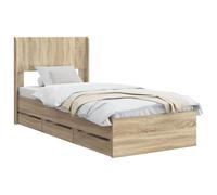 vidaXL Estructura de cama con almacenamiento y cabecero Roble Sonoma