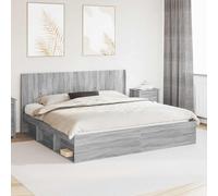 vidaXL Estructura de cama con almacenamiento y cabecero Sonoma gris