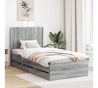 vidaXL Estructura de cama con almacenamiento y cabecero Gris Sonoma