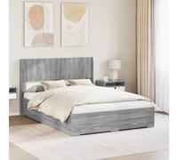 Estructura de cama con espacio de almacenamiento y cabecero, color Sonoma, fabricada en material de madera