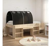 vidaXL Estructura de cama con barandas 3 uds. 90 x 200 cm Roble Sonoma y negro