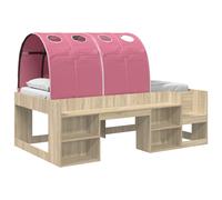 vidaXL Estructura de cama con barandas 3 uds., diseño rectangular y almacenamiento
