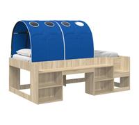 vidaXL Estructura de Cama con Barandas de Cama 3 uds. 90 x 200 cm Multicolor Roble Sonoma y azul