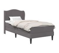 vidaXL Estructura de cama con cabecera Cuero sintético moderna Cama cuero Multitalla Gris / 90 x 190 cm 90 x 190 cm
