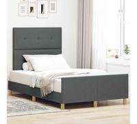vidaXL Estructura de cama con cabecera Gris oscuro 120 x 200 cm tela