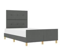 vidaXL Estructura de Cama con cabecera Gris Oscuro 120 x 200 cm Tela | Este marco está hecho de una estructura resistente para un uso prolongado, La tela suave le da un toque especial a tu