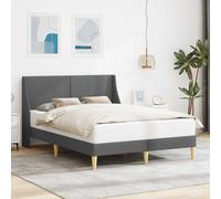 vidaXL Estructura de cama con cabecera Gris oscuro 153 x 203 cm Tela