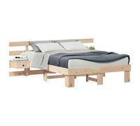 vidaXL Estructura de cama con cabecera Madera de pino macizo Cama Plataforma Multitalla Natural / 120 x 190 cm 120 x 190 cm
