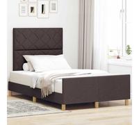 Estructura de cama con cabecero, color marrón oscuro, 120 x 190 cm, tapizada