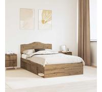 vidaXL Estructura de cama con cabecera Roble Artesanal 120 x 200 cm