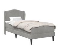 vidaXL Estructura de cama con cabecera Terciopelo Cama terciopelo moderna Multitalla Gris Claro / 90 x 190 cm 90 x 190 cm