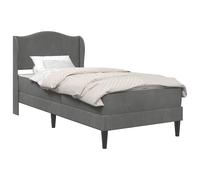 vidaXL Estructura de cama con cabecera Terciopelo Cama terciopelo moderna Multitalla Gris Oscuro / 90 x 190 cm 90 x 190 cm