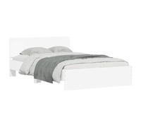 vidaXL Estructura de cama con cabecero blanca 135x190 cm, somier, cama de matrimonio
