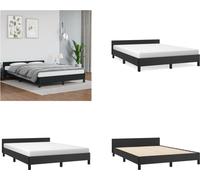 vidaXL Estructura de cama con cabecero, color , 140x190 cm, tapizada en cuero sintético. Estructura de cama con cabecero. Estructuras de cama con cabecero. Cama. Muebles de dormitorio