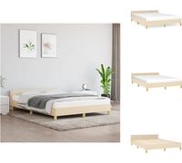 vidaXL Estructura de cama con cabecero, color crema, 140x190 cm, tapizada - Camas y estructuras de cama
