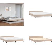 vidaXL Estructura de cama con cabecero, color marrón cappuccino, 160x200 cm, tapizada en cuero sintético. Estructura de cama con cabecero. Estructuras de cama con cabecero. Cama. Muebles de dormitorio