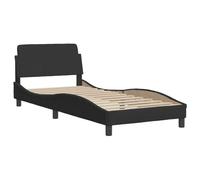 vidaXL Estructura de Cama con Cabecero Dover, Somier para Colchón, Armazón Base de Cama, Mueble Tapizado para Dormitorio, Terciopelo Negro 90x190 cm