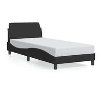 vidaXL Estructura de Cama con Cabecero Dover, Somier para Colchón, Armazón Base de Cama, Mueble Tapizado para Dormitorio, Terciopelo Negro 90x190 cm