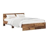 Estructura de cama vidaXL con cabecero de madera envejecida, 160 x 200 cm, fabricada en material de madera