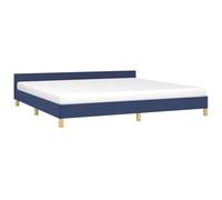 vidaXL Estructura de Cama con Cabecero Matrimonial Somier Tapizado Dormitorio Habitación Muebles Cuarto Descanso de Tela Azul 200x200 cm