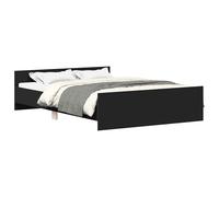 vidaXL Estructura de Cama con Cabecero Piecero, Armazón Marco de Cama, Somier de Invitados, Mueble para Dormitorio, Negro 135x190 cm