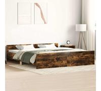 vidaXL Estructura de cama con cabecero piecero roble ahumado 160x200cm
