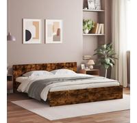 vidaXL Estructura de cama con cabecero roble ahumado 160x200 cm