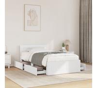vidaXL Estructura de cama con cabecero sin colchón blanco 100x200 cm